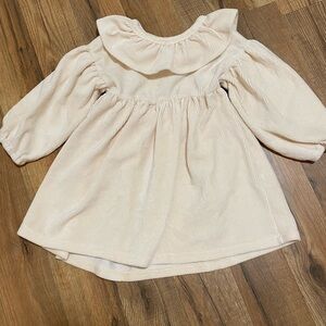 Rachel Zoe Cream Kids Dress with Ruffled Collar